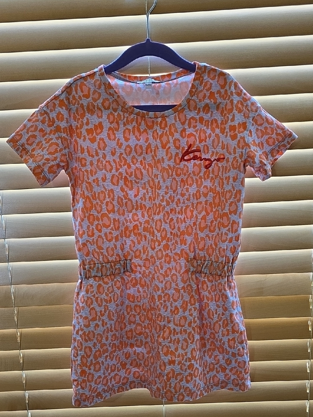 Pre-owned Kenzo Kids Orange and Pink Leopard Print Tunic